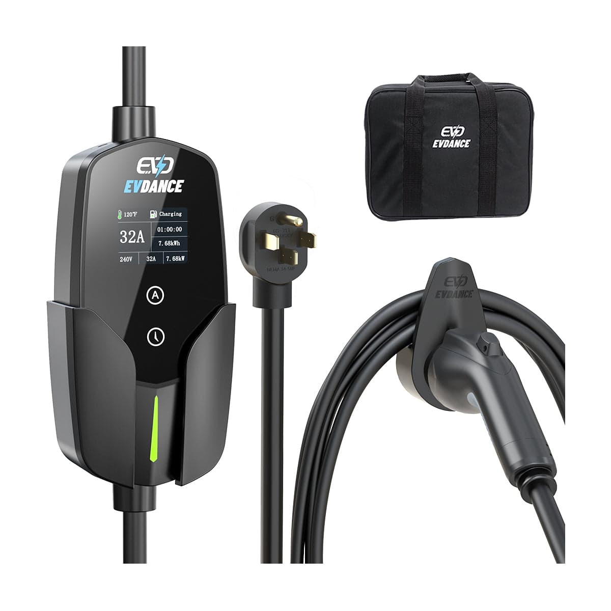 EVDANCE Level 2 NEMA 14-50 32A J1772 Portable EV Charger | ETL Certification - Black / Standard Safety