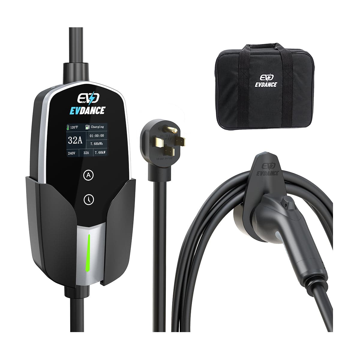EVDANCE Level 2 NEMA 14-50 32A J1772 Portable EV Charger | ETL Certification - Silver / Standard Safety