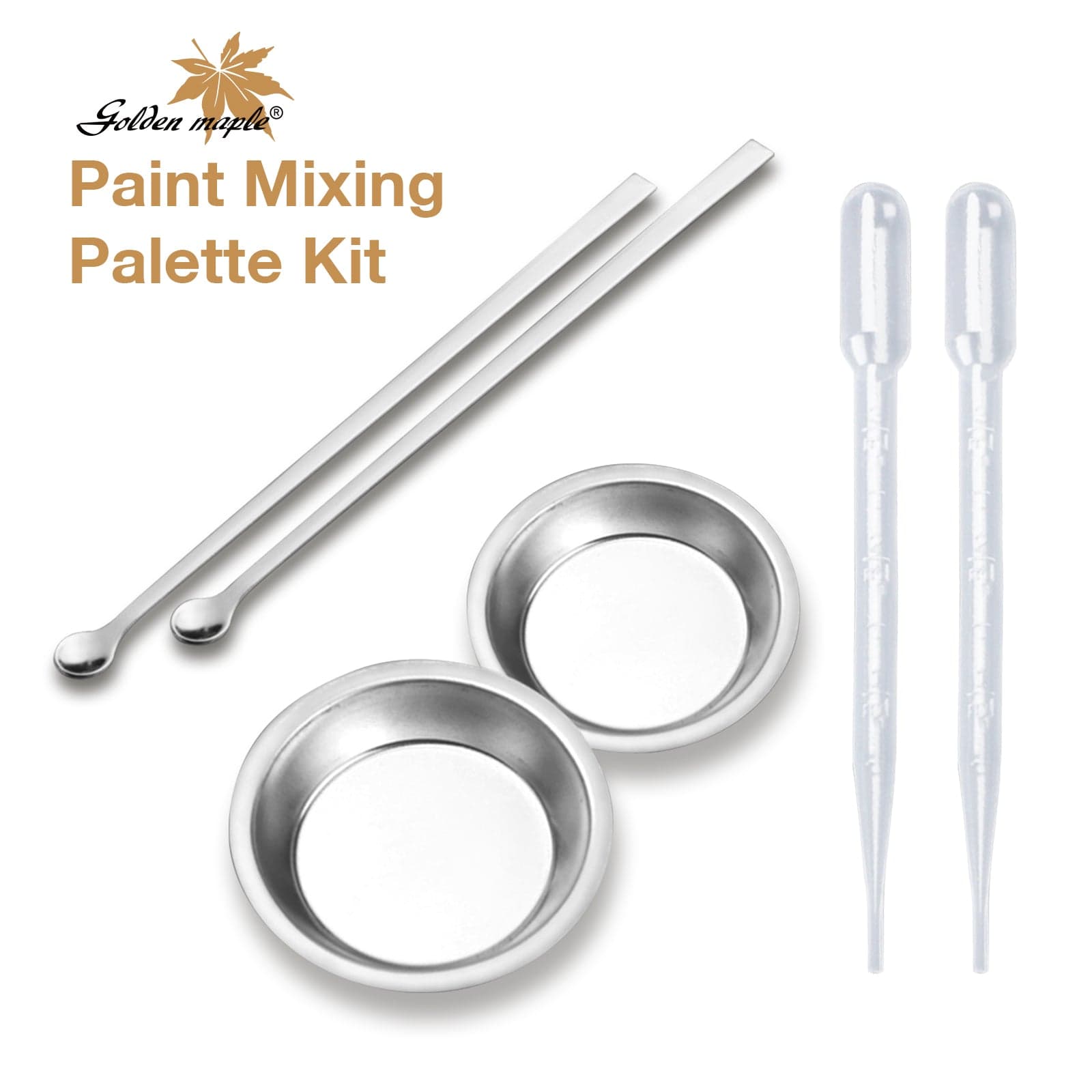 2PCS Small Paint Tray/Mixing Palette Set with Metal Stirrers and Plastic Droppers — photo 1 of 1