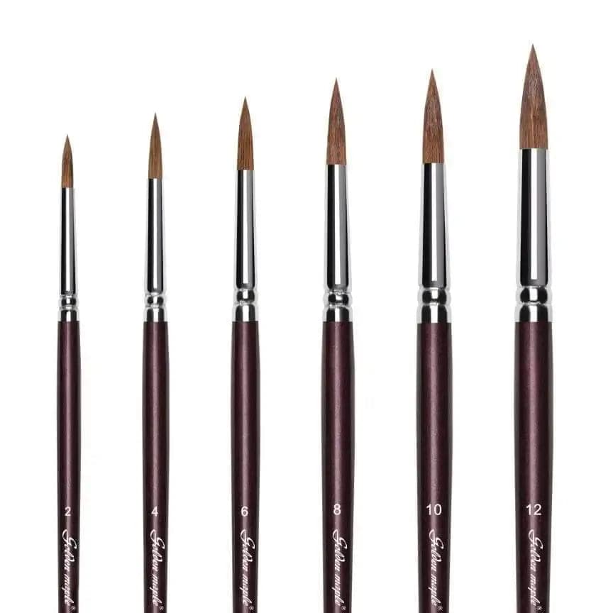 6pcs Sable Hair Round Point Watercolor Brushes