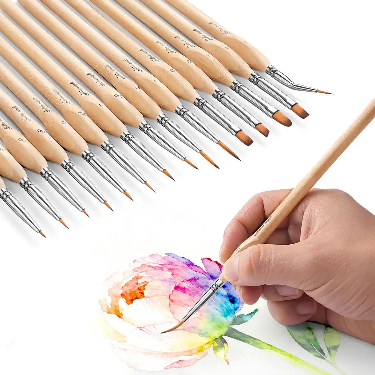 All-in-One Professional Model Nylon Detail Paint Brush - 15 pcs/set (Round, Flat, Liner, Filbert, Angular, Angle)