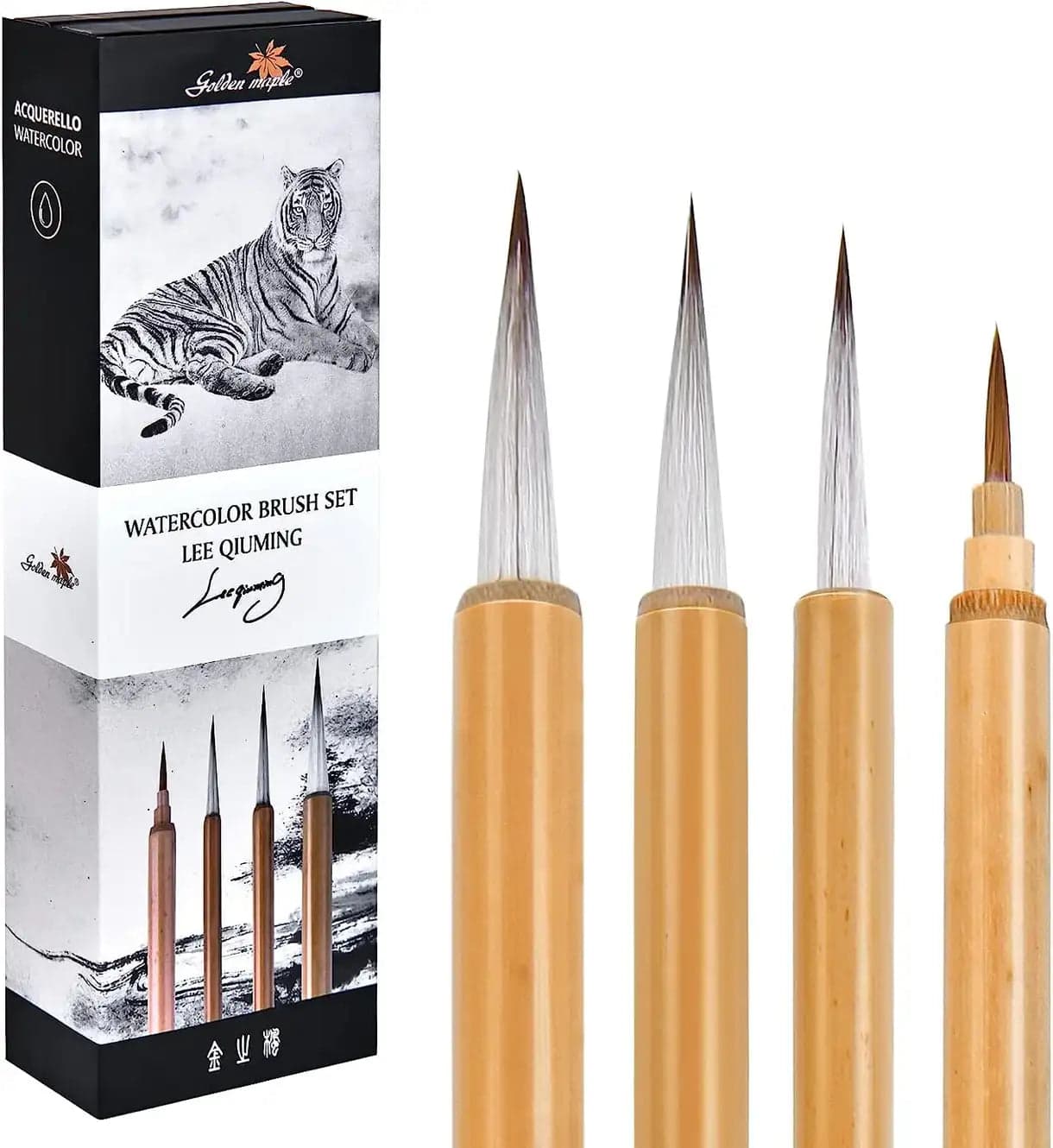 Chinese Calligraphy Brush Set: 1 Wolf Hair & 3 Goat Hair Brushes for Writing and Painting — photo 1 of 1
