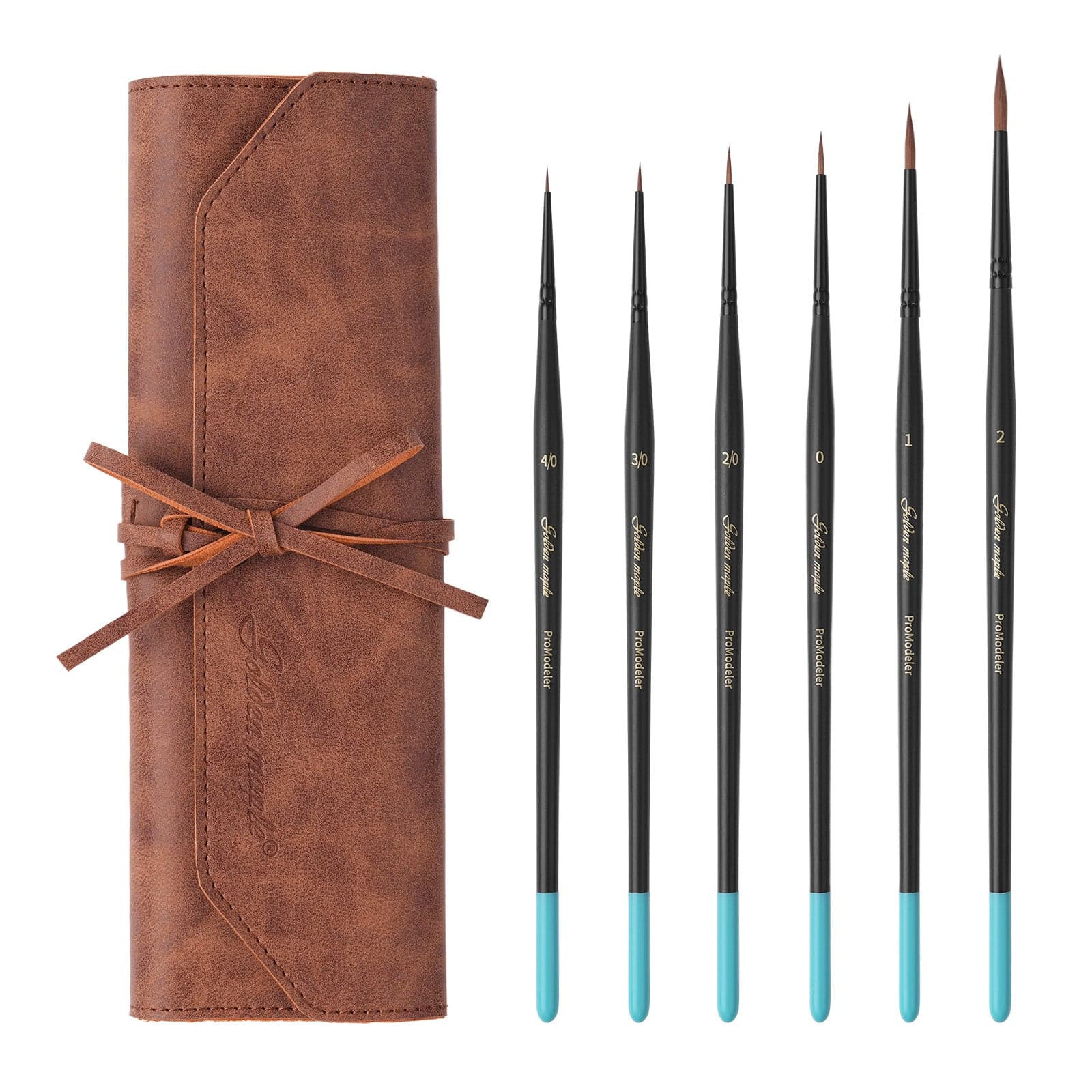 Kolinsky Sable 4/0, 3/0, 2/0, 0, 1, 2 Miniature Detail Brushes - 6 pcs/set