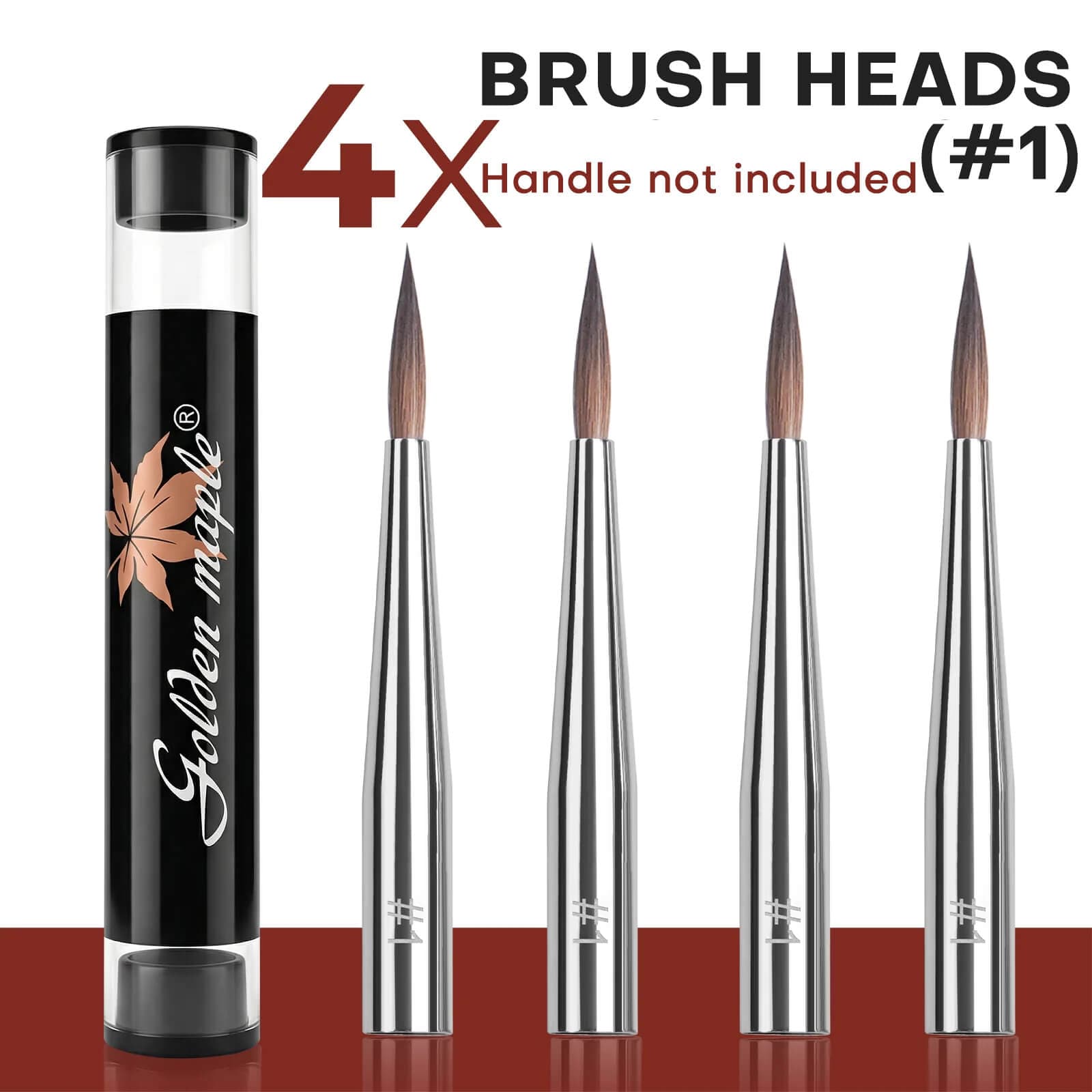 Kolinsky Sable with Red Sandalwood Handles | 3/0, 2/0, 0, 1 Replaceable Brush Heads - 4 x Brush Heads Only: (#1) — photo 1 of 1