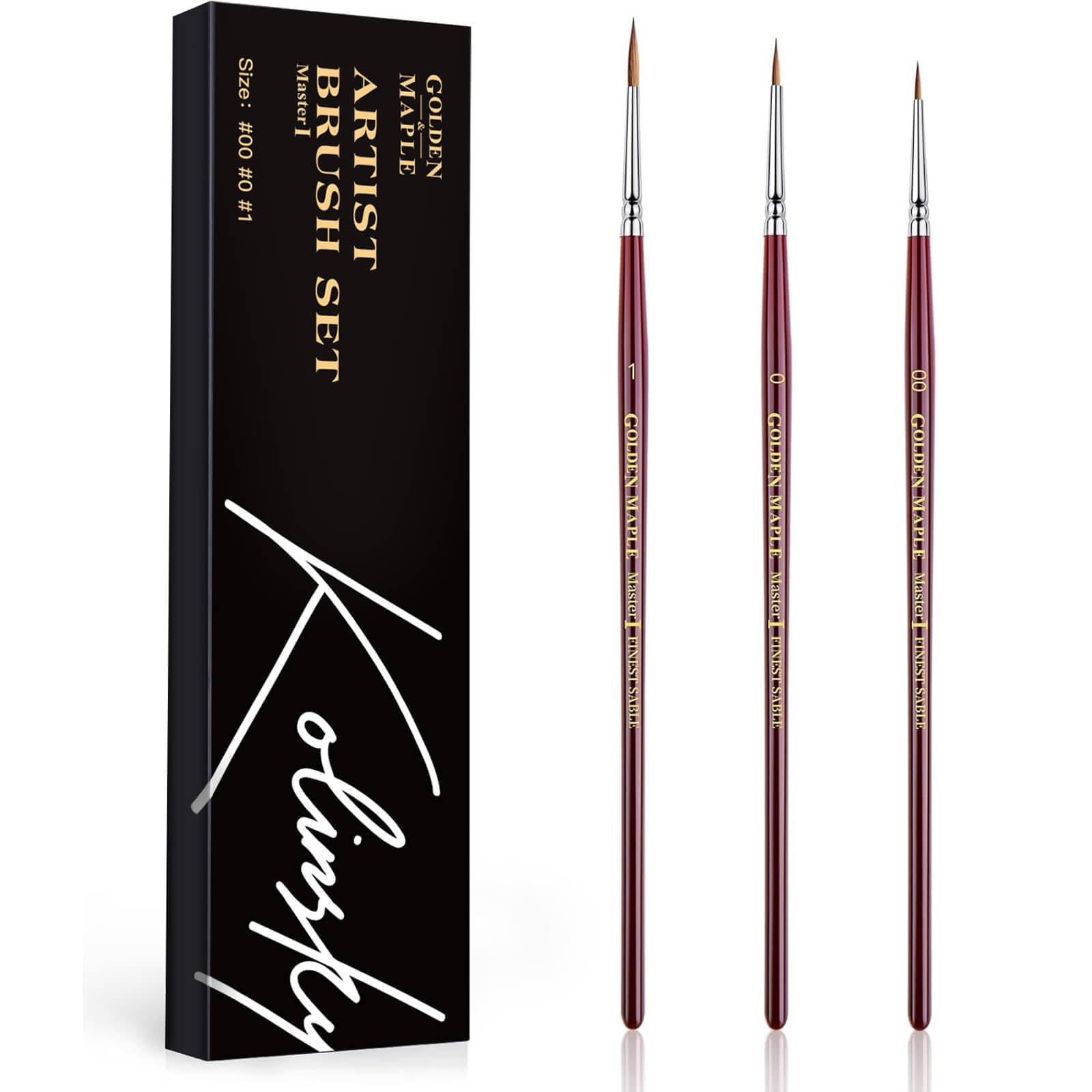 Master Ⅰ: 00, 0, 1 Kolinsky Sable Miniature Paint Brush Set - 3pcs/set - Size 00 + Size 0 + Size 1 — photo 1 of 1