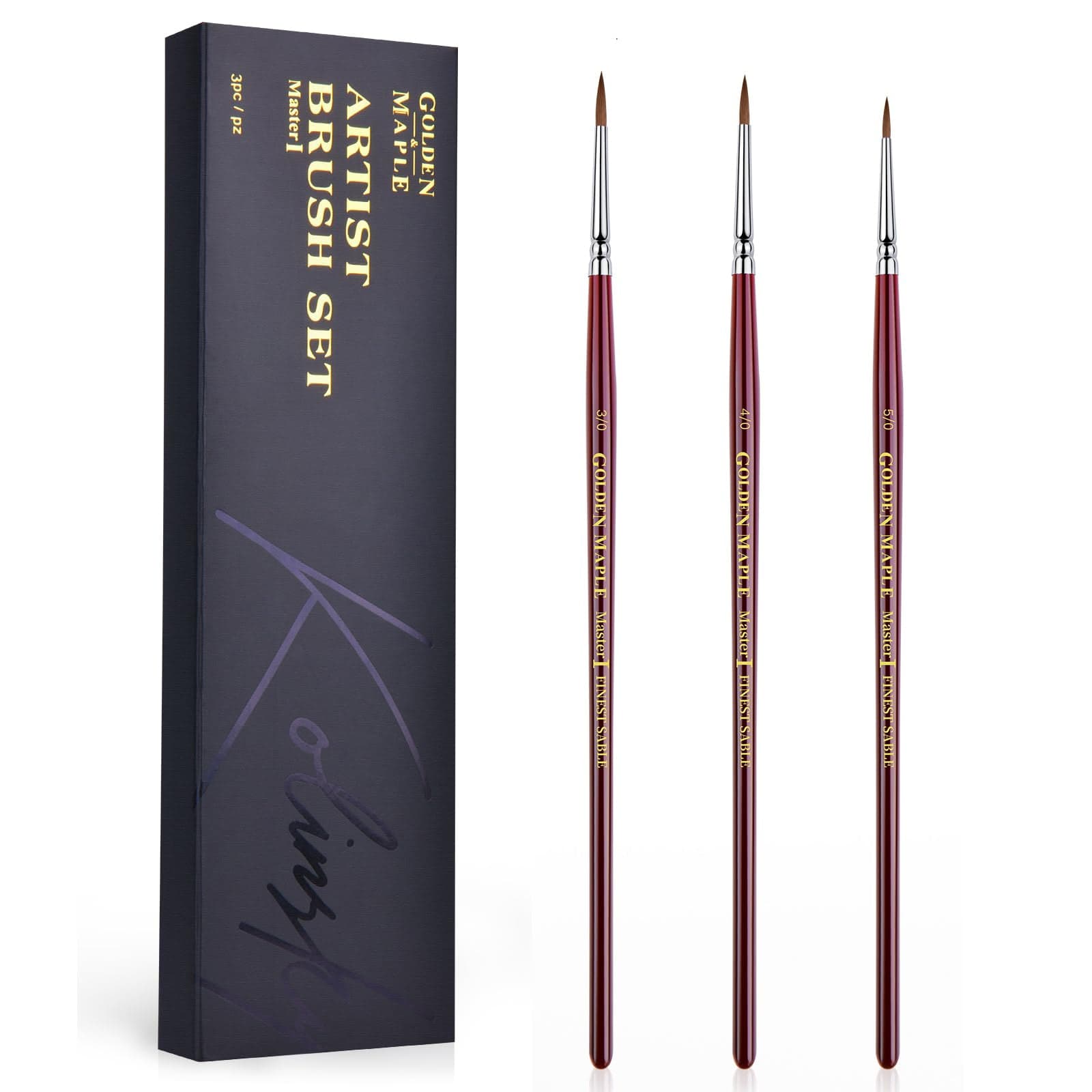 Master Ⅰ: 00, 0, 1 Kolinsky Sable Miniature Paint Brush Set - 3pcs/set - Size 3/0 + Size 4/0 + Size 5/0 — photo 1 of 1