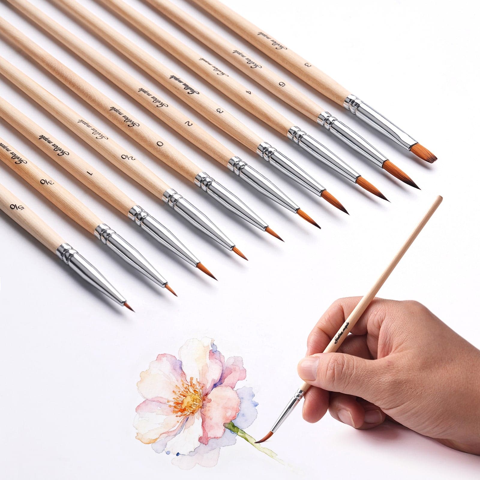 Nylon Flat, Round Miniature Brush - 10pcs/set