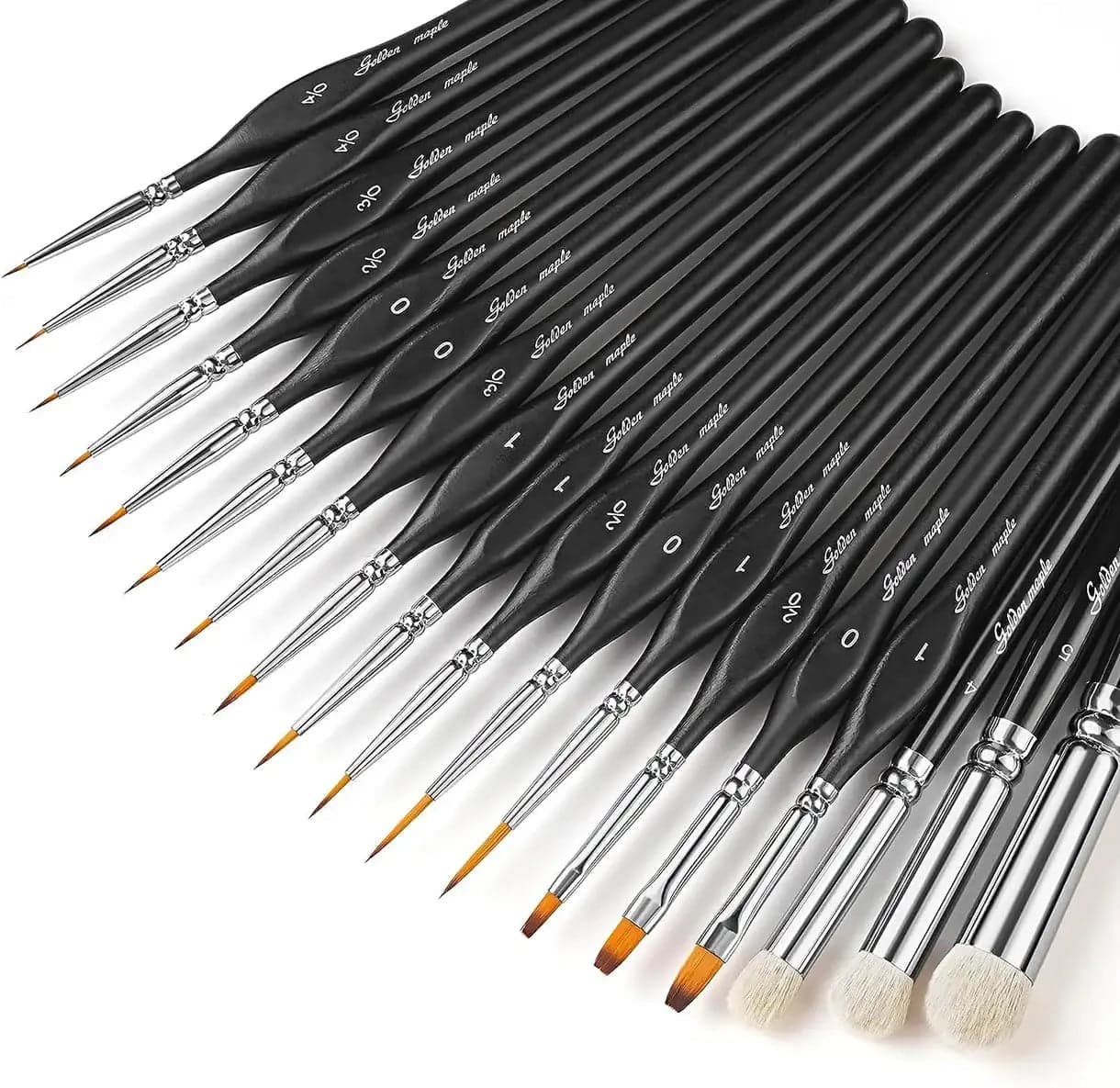 Nylon Liner, Flat 15pcs Detail Paint Brush & 3pcs Goat Hair Dry Brush Miniature Brush - 18pcs/set — photo 1 of 1