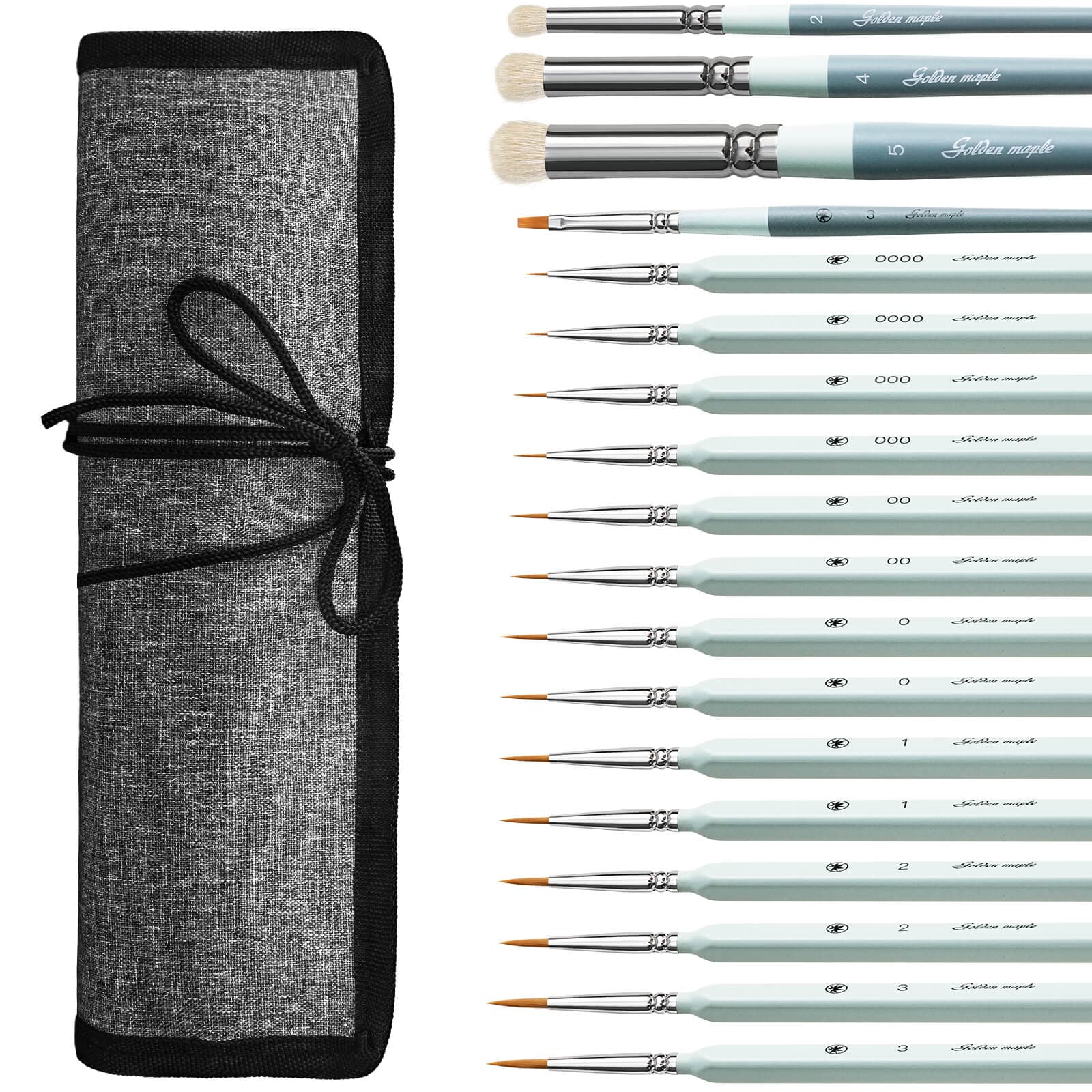 Nylon Round, Flat 15pcs Detail Paint Brush & 3pcs Goat Hair Dry Brush Miniature Brush - 18pcs/set — photo 1 of 1