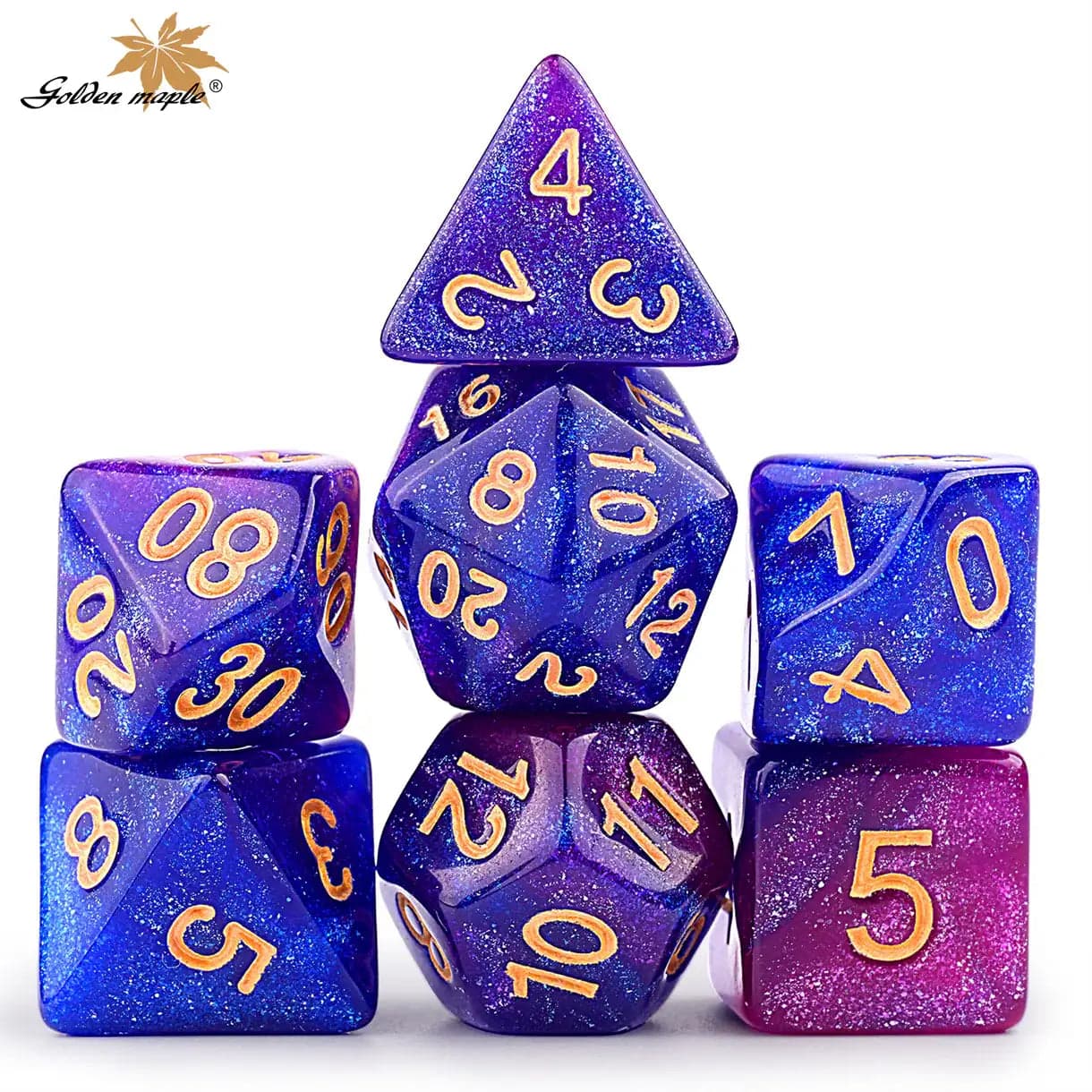 Polyhedral Dice Set with Bag – Dungeons & Dragons, RPG, and Tabletop Games - Blue-purple