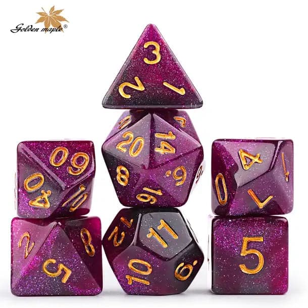 Polyhedral Dice Set with Bag – Dungeons & Dragons, RPG, and Tabletop Games - purple