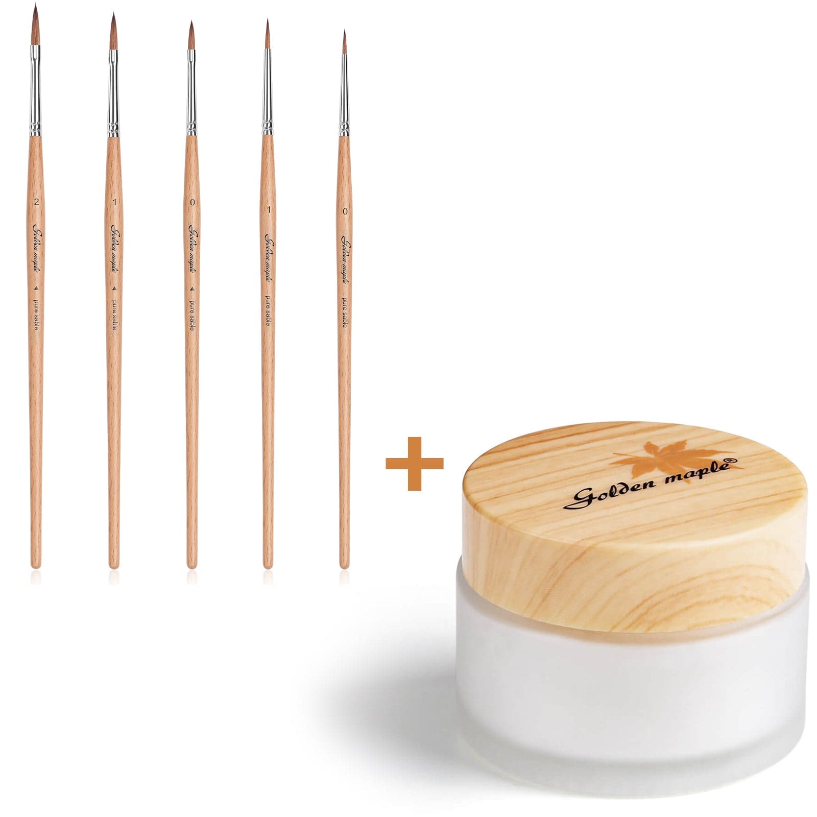 Premium Kolinsky Sable with Beech Wood Handles & Arrow Shaped Miniature Painting Brush - 5PCS Brush Set + 30g Brush Soap