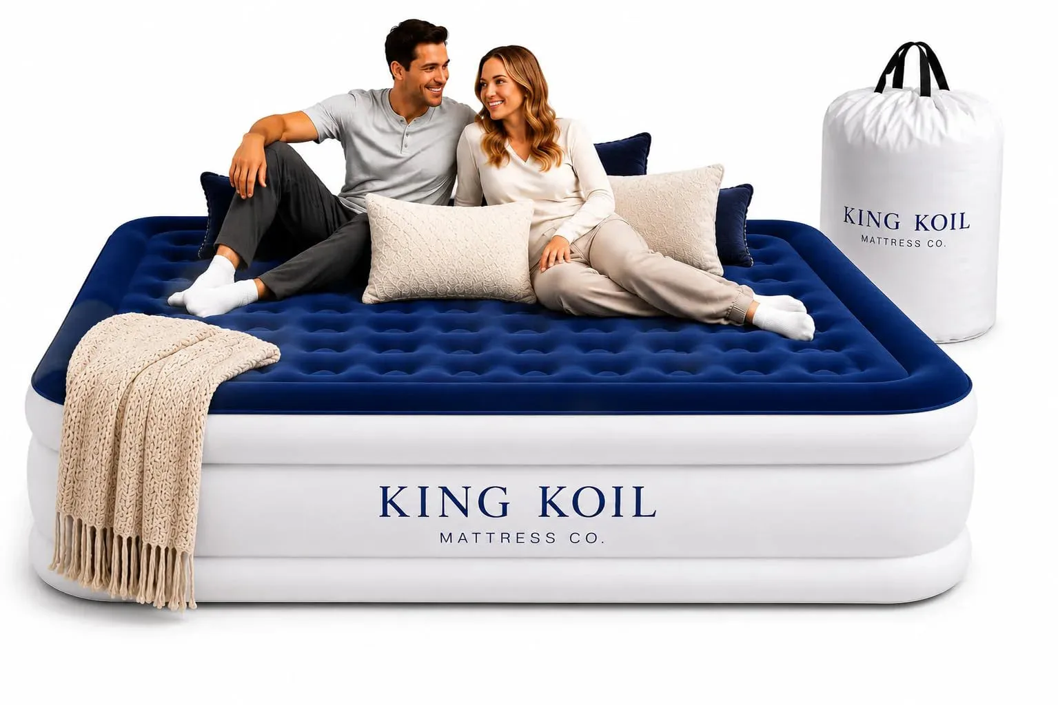 King Koil Luxury Air Mattress with High Speed Built-in Pump — Queen, 20", Blue — photo 1 of 1