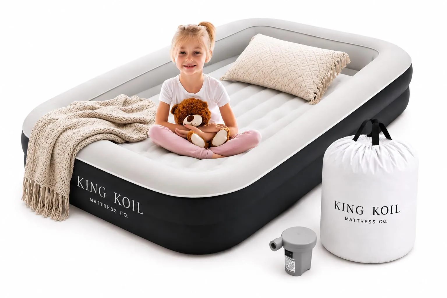 King Koil Luxury Air Mattress with High Speed Built-in Pump — Kids, 13", Black — photo 1 of 1