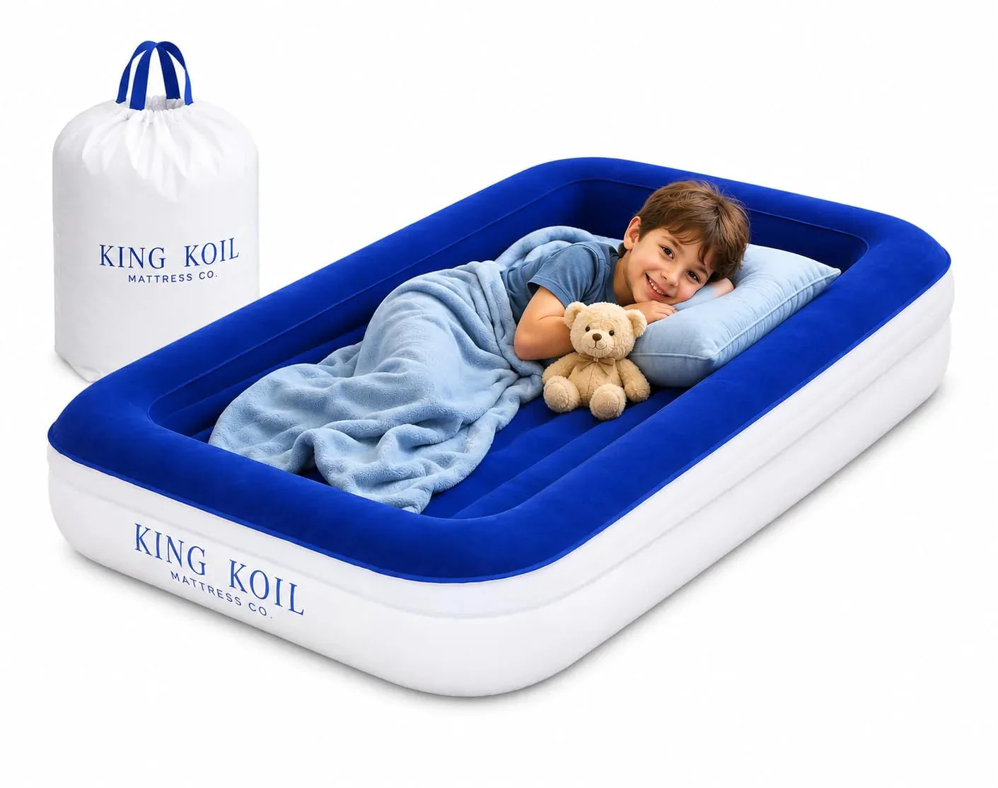 King Koil Luxury Air Mattress with High Speed Built-in Pump — Kids, 13", Blue — photo 1 of 1