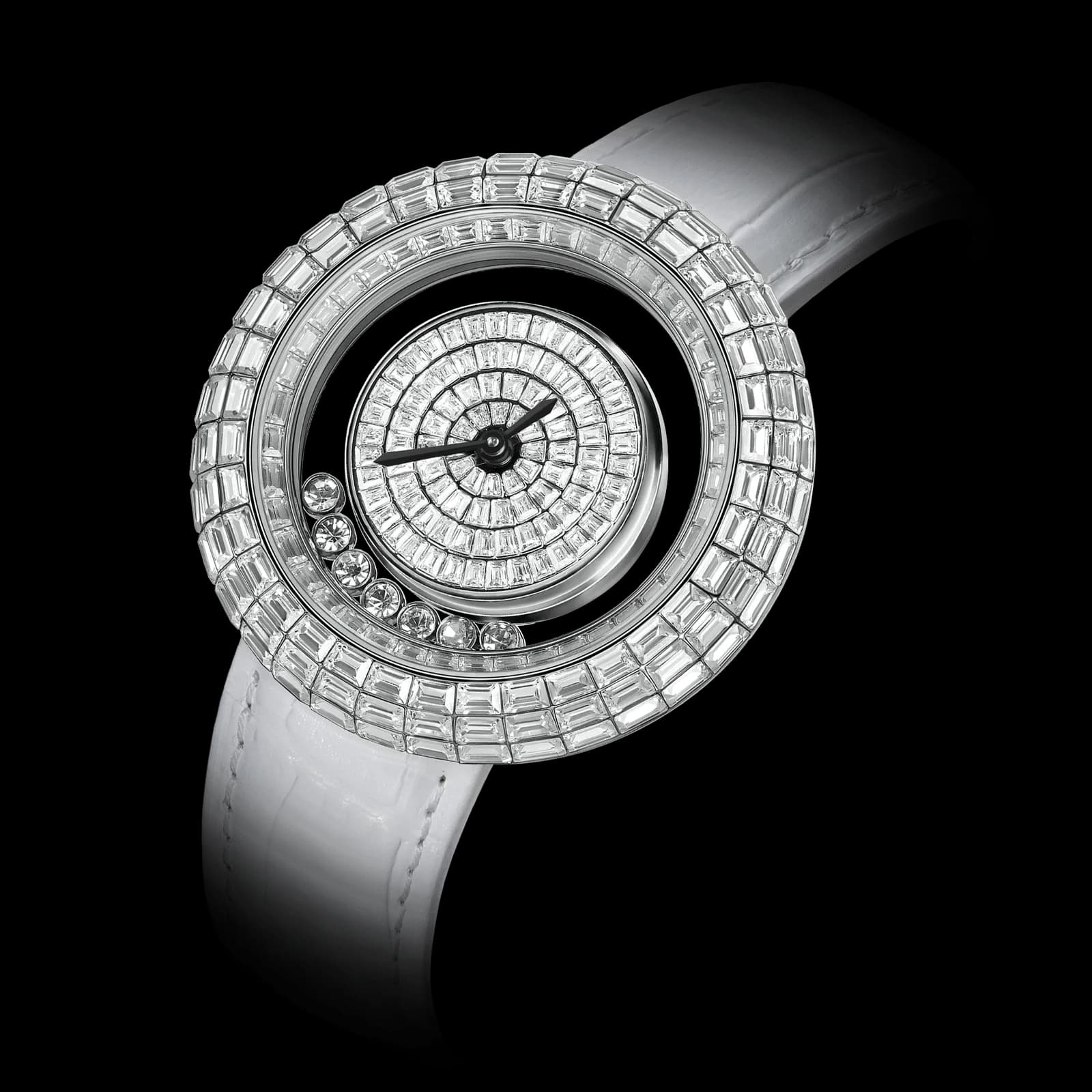 TSAR BOMBA Luxury Women's Watch | White | Nucleus Femme 01 | Full Diamond Pave Floating Crystal Dial | Elegant Round Jewelry Watch with White Leather Strap