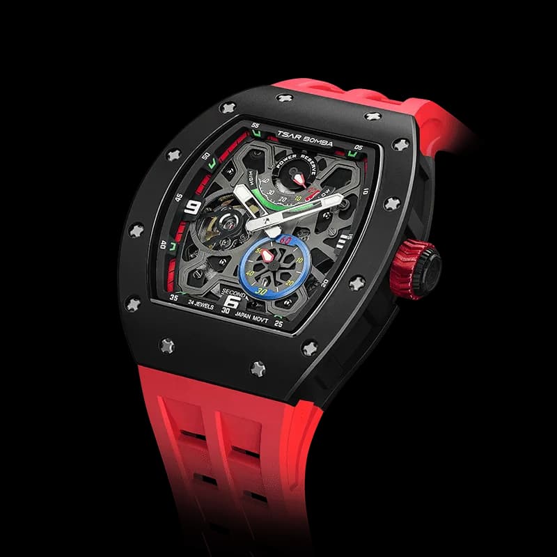 TSAR BOMBA Men's Automatic Luxury Sport Watch | Ceramic Red | Elemental TB8212 | 42.5mm | Ceramic & Carbon Fiber — photo 1 of 1