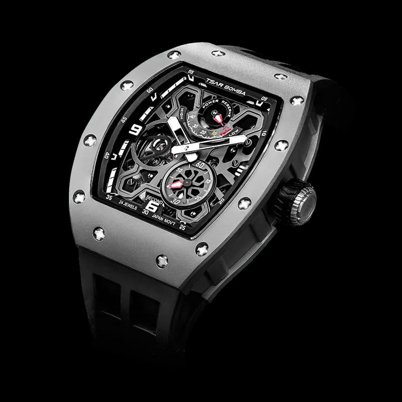 TSAR BOMBA Men's Automatic Luxury Sport Watch | Ceramic Titanium Silver | Elemental TB8212 | 42.5mm | Ceramic & Carbon Fiber — photo 1 of 1