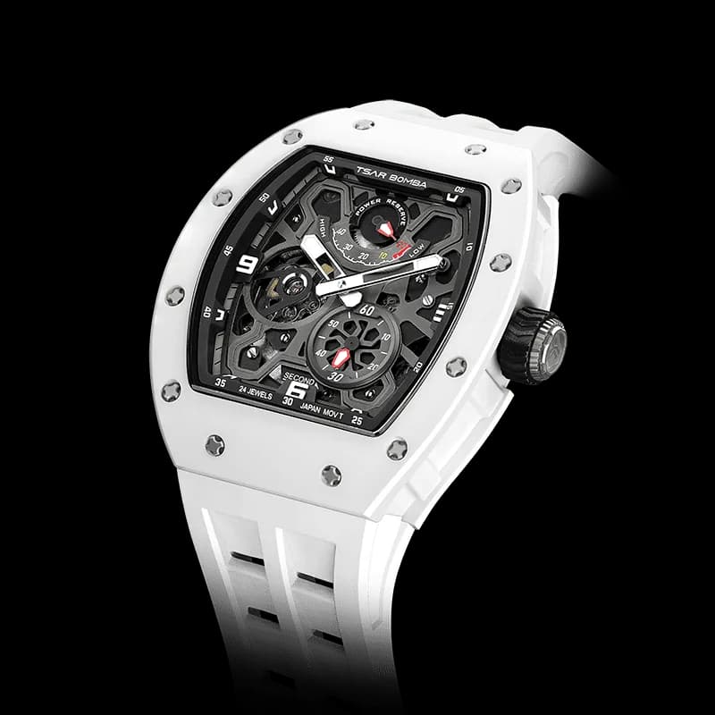 TSAR BOMBA Men's Automatic Luxury Sport Watch | Ceramic White | Elemental TB8212 | 42.5mm | Ceramic & Carbon Fiber — photo 1 of 1
