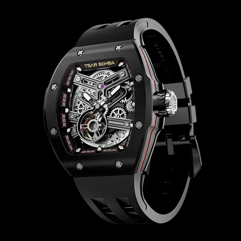 TSAR BOMBA Men's Automatic Skeleton Watch | Interchangeable Luxury Design | Black | Atomic TB8218 | Stainless Steel — photo 1 of 1