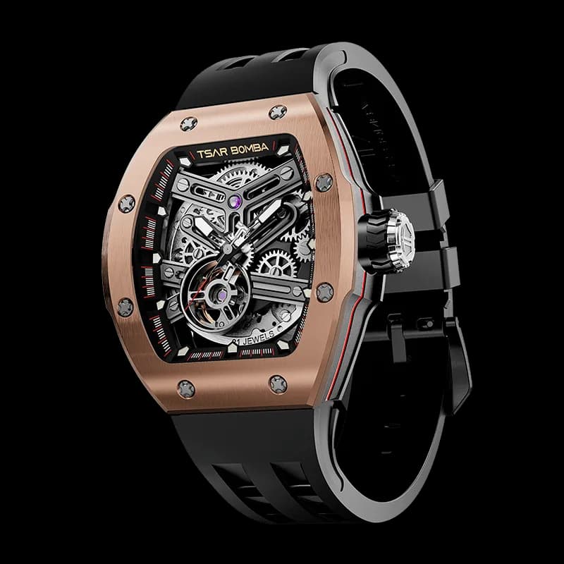 TSAR BOMBA Men's Automatic Skeleton Watch | Interchangeable Luxury Design | Rose Gold | Atomic TB8218 | Stainless Steel — photo 1 of 1