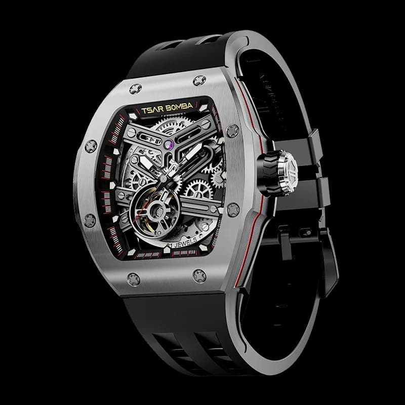 TSAR BOMBA Men's Automatic Skeleton Watch | Interchangeable Luxury Design | Silver | Atomic TB8218 | Stainless Steel — photo 1 of 1