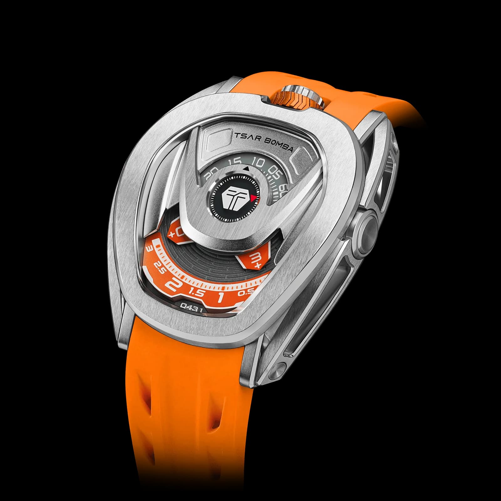 TSAR BOMBA Men's Automatic Wandering Hour Watch | Reactor Series Interchangeable Watch | Silver Orange | TB8213 — photo 1 of 1