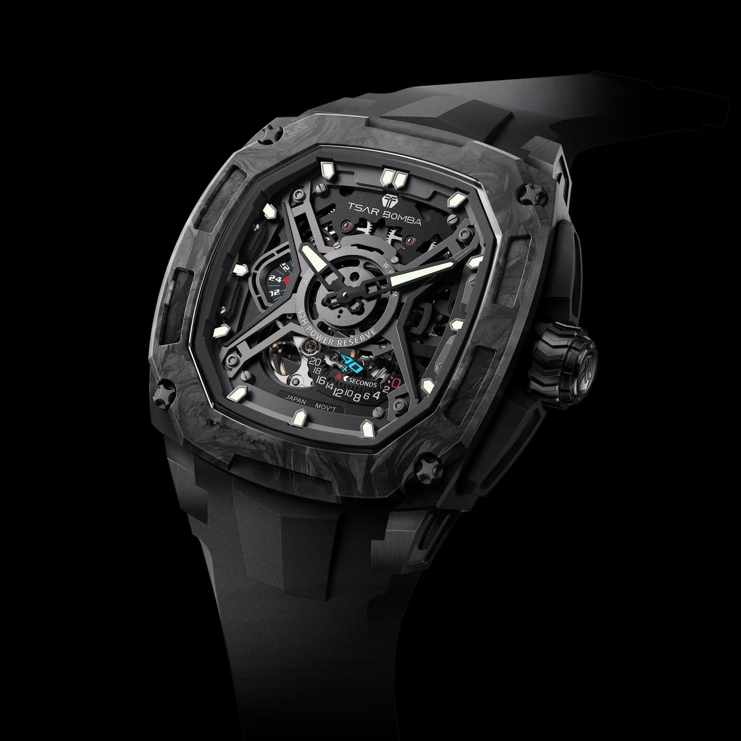 Tsar Bomba Men's Automatic Watch | Black | 42.8mm Carbon Fiber Case | Men's Luxury Timepiece | Dark Matter 5 | TB8605 — photo 1 of 1