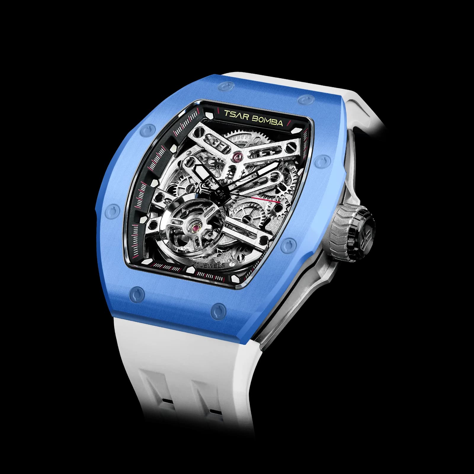 TSAR BOMBA Men's Automatic Watch | Blue | Skeleton Mechanical Wristwatch | Stainless Steel Case | 5ATM Waterproof Luxury Sports Watch | Atomic TB8218 — photo 1 of 1