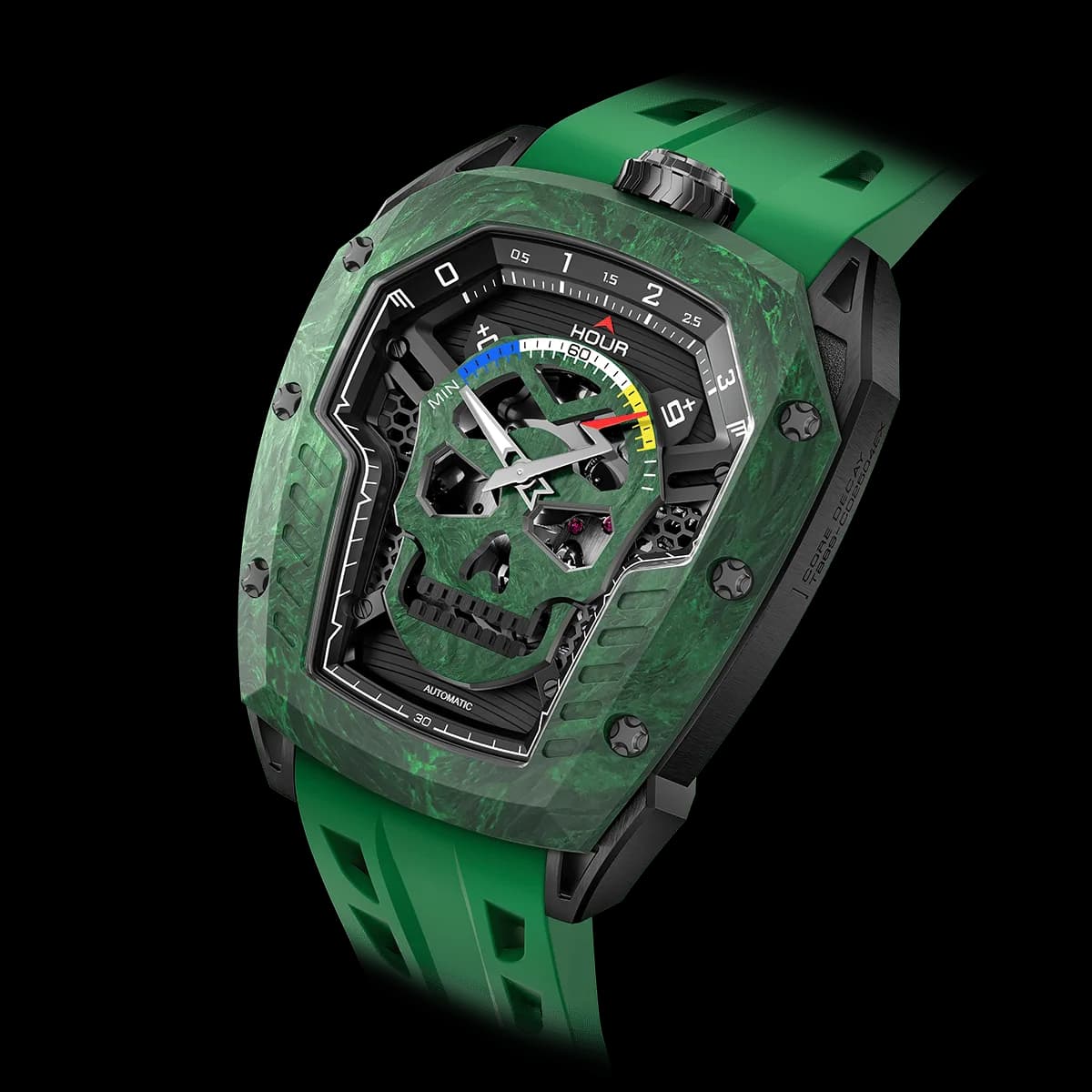 TSAR BOMBA Men's Automatic Watch | Gold | Stainless Steel Case | Carbon Fiber Bezel | Japanese Mechanical Skeleton Movement | Luxury Sport Wristwatch | Reactor TB8227 — photo 1 of 1