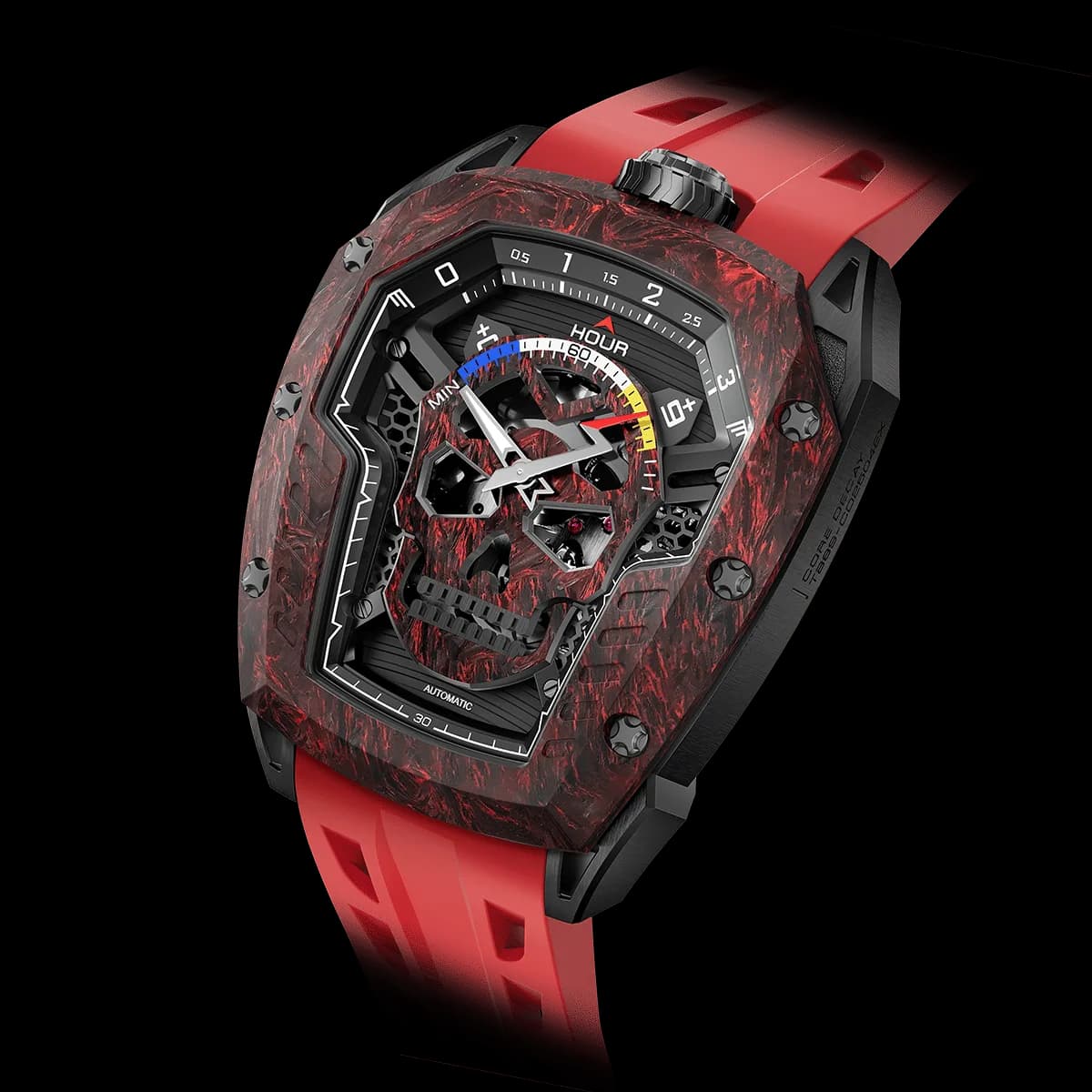 TSAR BOMBA Men's Automatic Watch | Gold | Stainless Steel Case | Carbon Fiber Bezel | Japanese Mechanical Skeleton Movement | Luxury Sport Wristwatch | Reactor TB8227 — photo 1 of 1