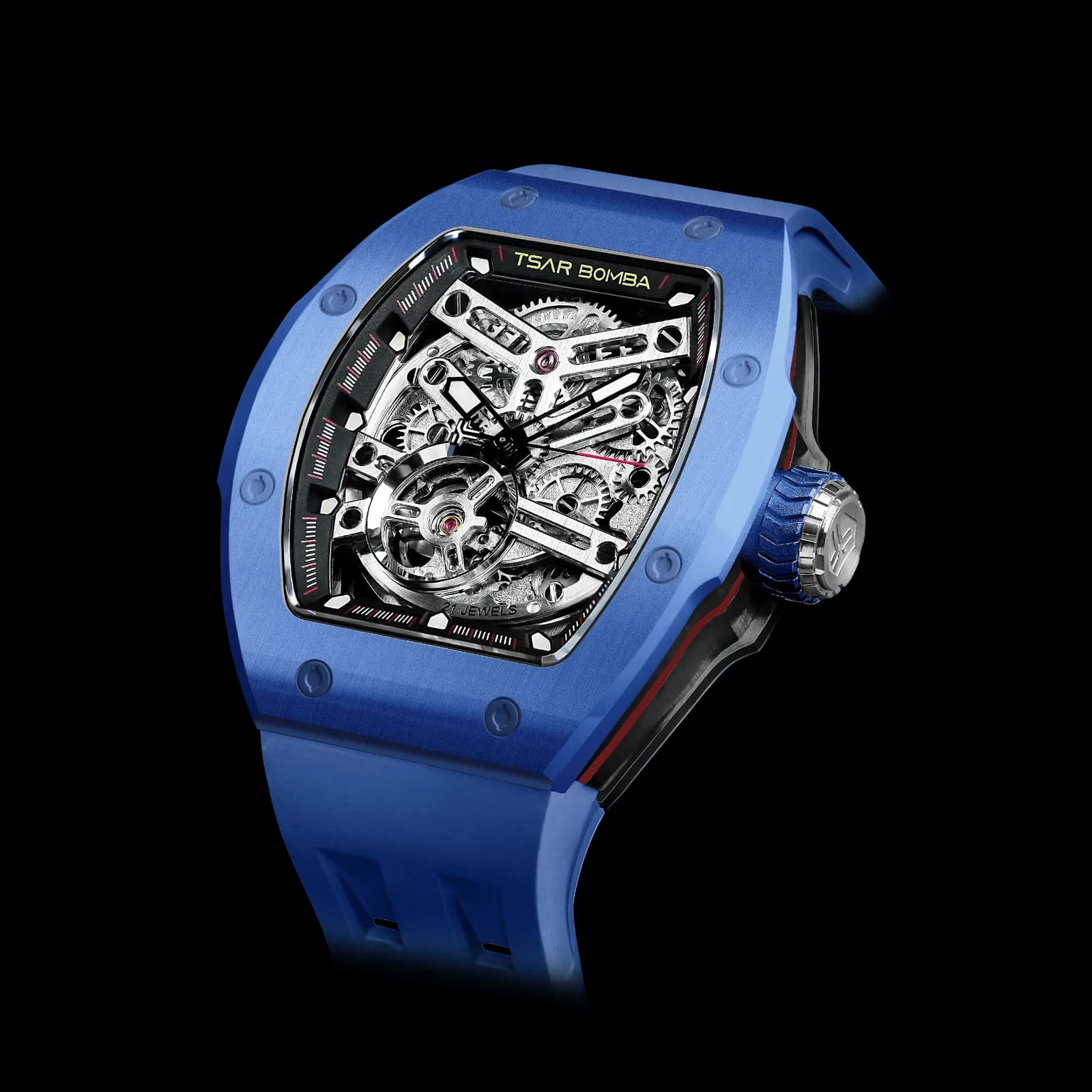 TSAR BOMBA Men's Automatic Watch | Klein Blue | Skeleton Mechanical Wristwatch | Stainless Steel Case | 5ATM Waterproof Luxury Sports Watch | Atomic TB8218 — photo 1 of 1