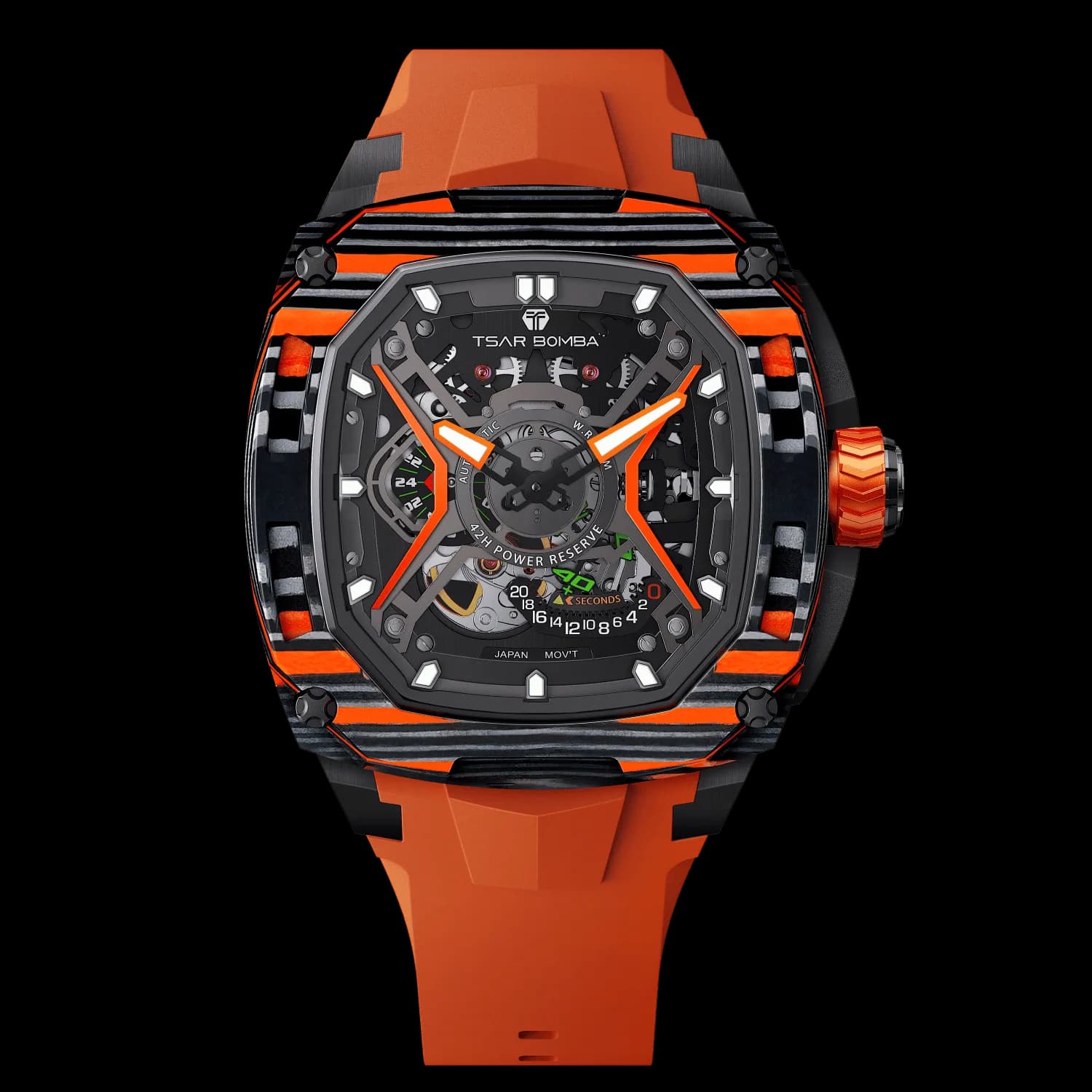 Tsar Bomba Men's Automatic Watch | Orange | 42.8mm Carbon Fiber Case | Men's Luxury Timepiece | Dark Matter 5 | TB8605 — photo 1 of 1