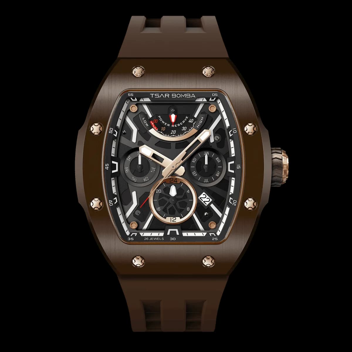 Tsar Bomba Men's Ceramic Automatic Watch | Brown | 45mm | Miyota 9100 Movement | Men's Luxury Timepiece | Atomic-Full TB8222 — photo 1 of 1