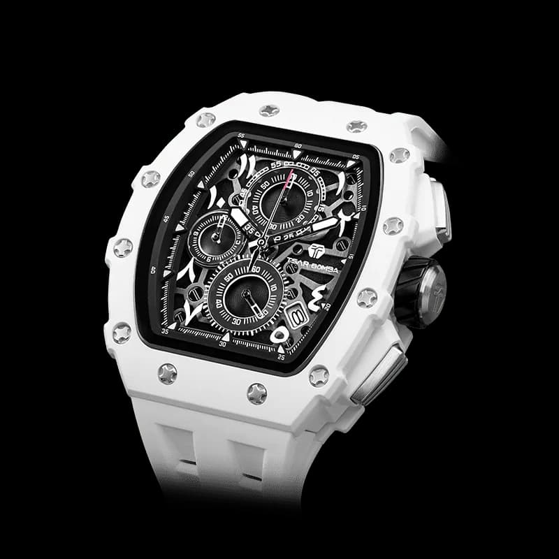 TSAR BOMBA Men's Luxury Quartz Watch | Arab White | Bioceramic Tonneau Case | Japanese Quartz Movement | 50M Waterproof Sport Wristwatch for Men | Elemental TB8204B — photo 1 of 1