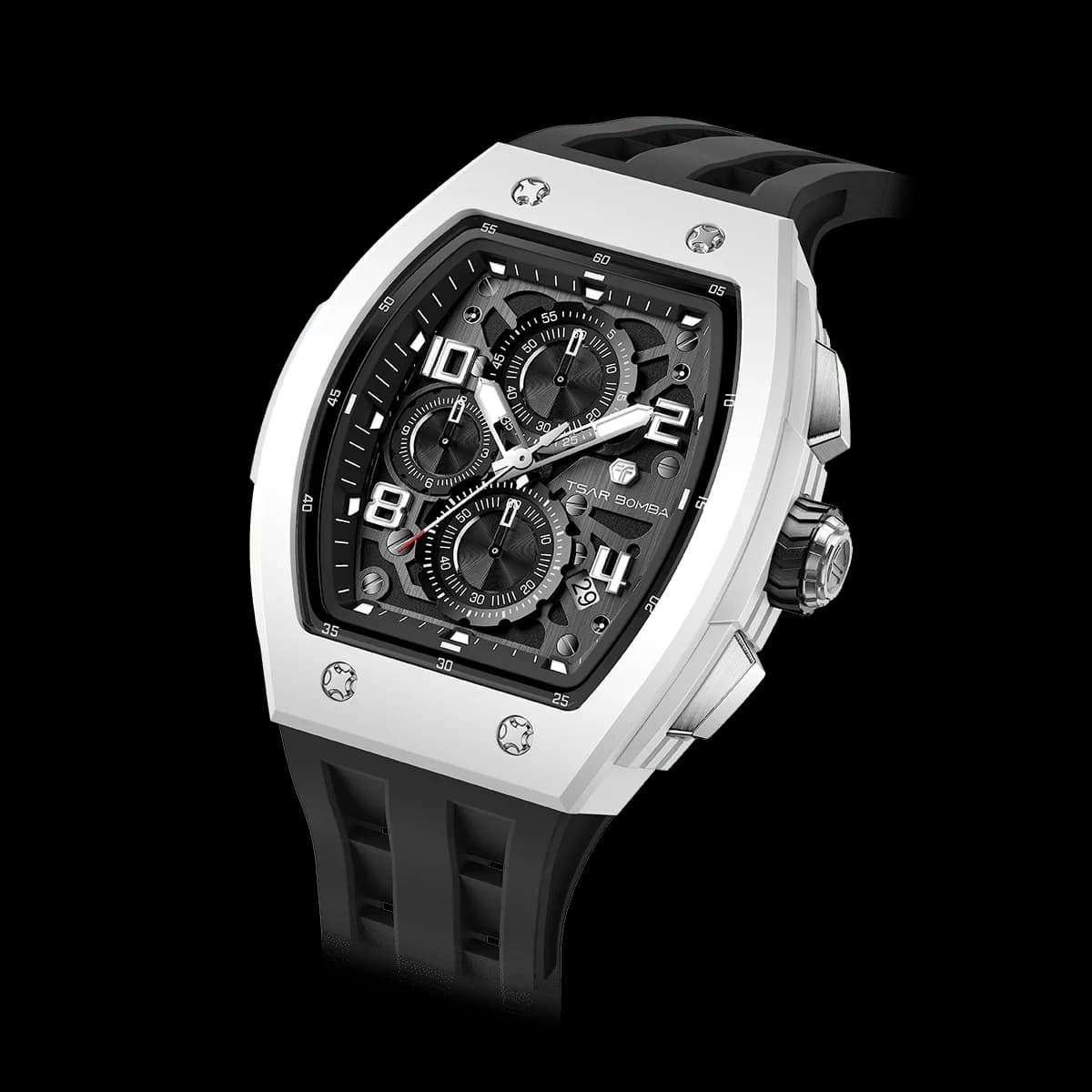TSAR BOMBA Men's Luxury Quartz Watch | Black | Bioceramic Tonneau Case | Japanese Quartz Movement | 50M Waterproof Sport Wristwatch for Men | Elemental TB8224B — photo 1 of 1