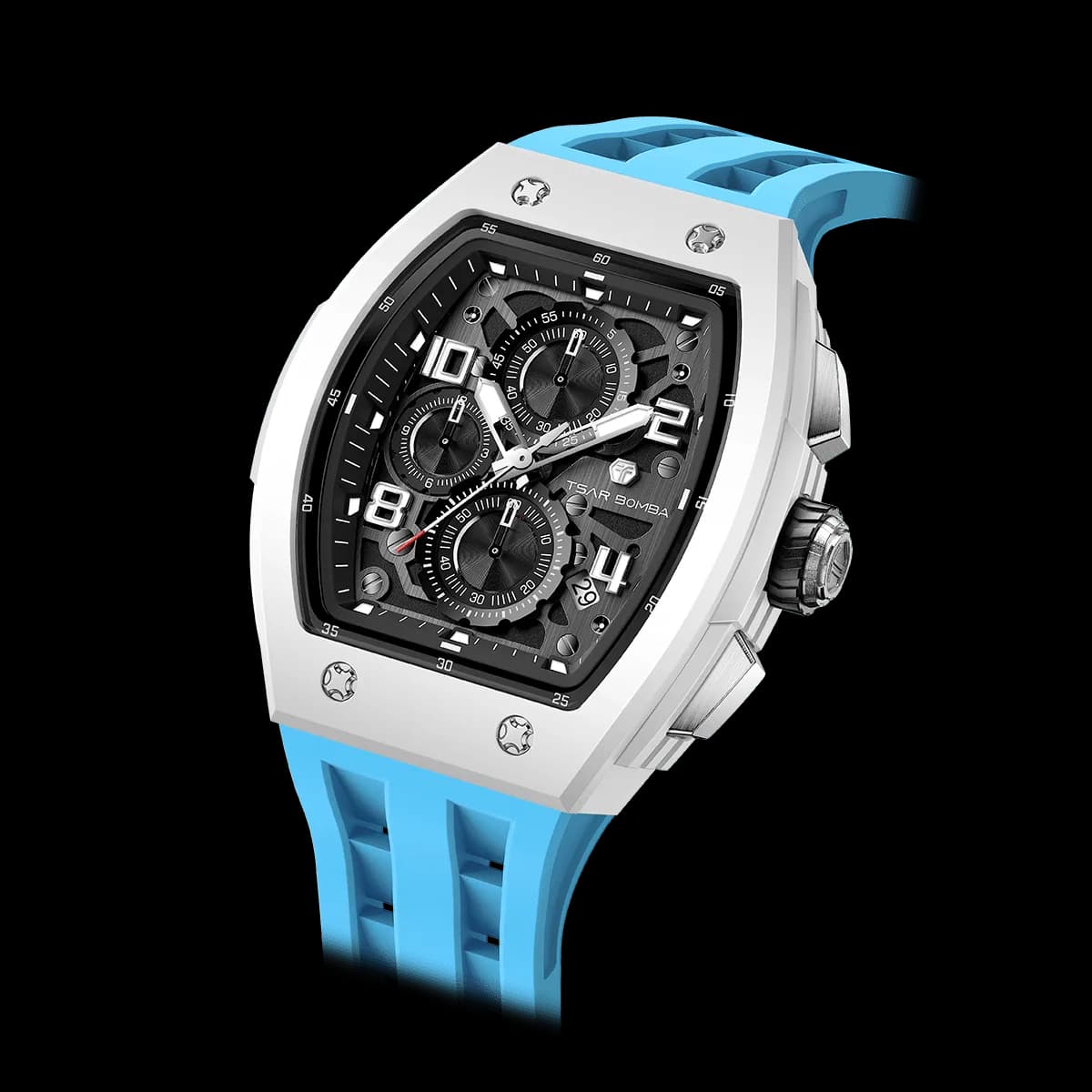 TSAR BOMBA Men's Luxury Quartz Watch | Blue | Bioceramic Tonneau Case | Japanese Quartz Movement | 50M Waterproof Sport Wristwatch for Men | Elemental TB8224B — photo 1 of 1