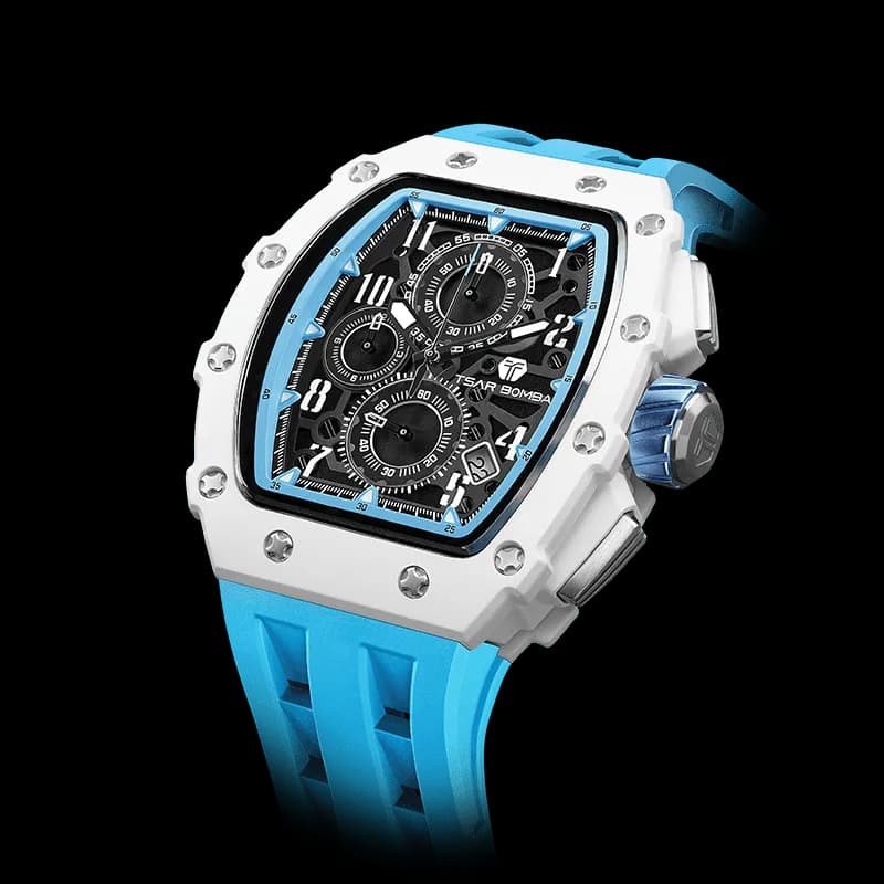 TSAR BOMBA Men's Luxury Quartz Watch | Blue | Bioceramic Tonneau Case | Japanese Quartz Movement | 50M Waterproof Sport Wristwatch for Men | Elemental TB8204B — photo 1 of 1