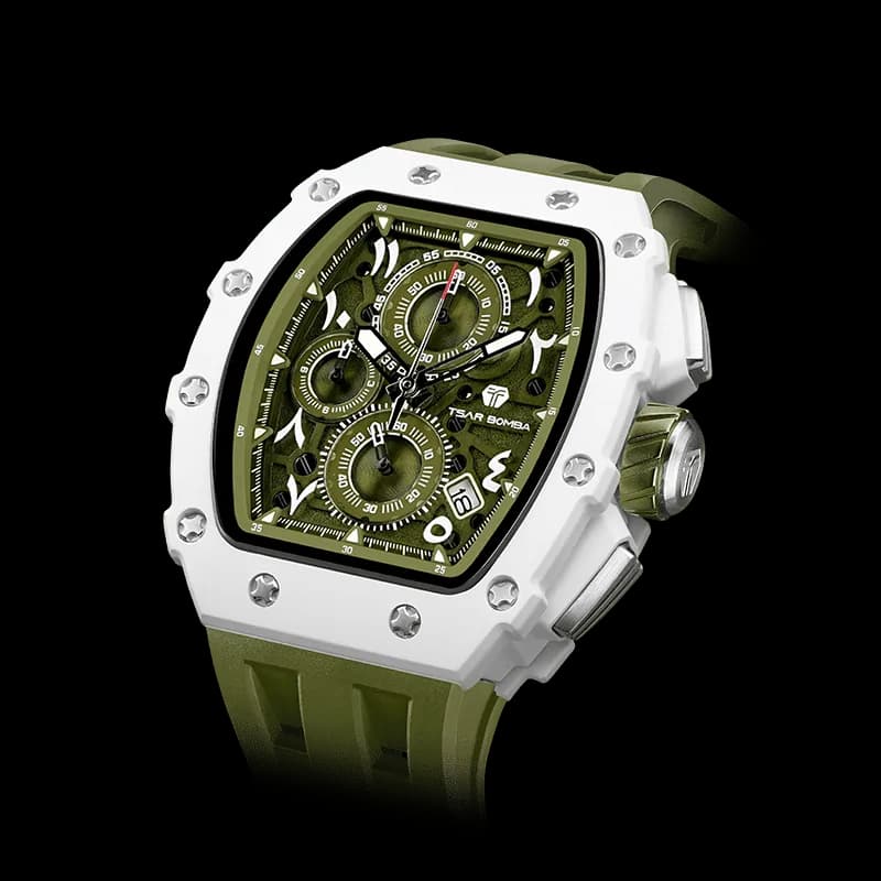 TSAR BOMBA Men's Luxury Quartz Watch | Olive | Bioceramic Tonneau Case | Japanese Quartz Movement | 50M Waterproof Sport Wristwatch for Men | Elemental TB8204B — photo 1 of 1