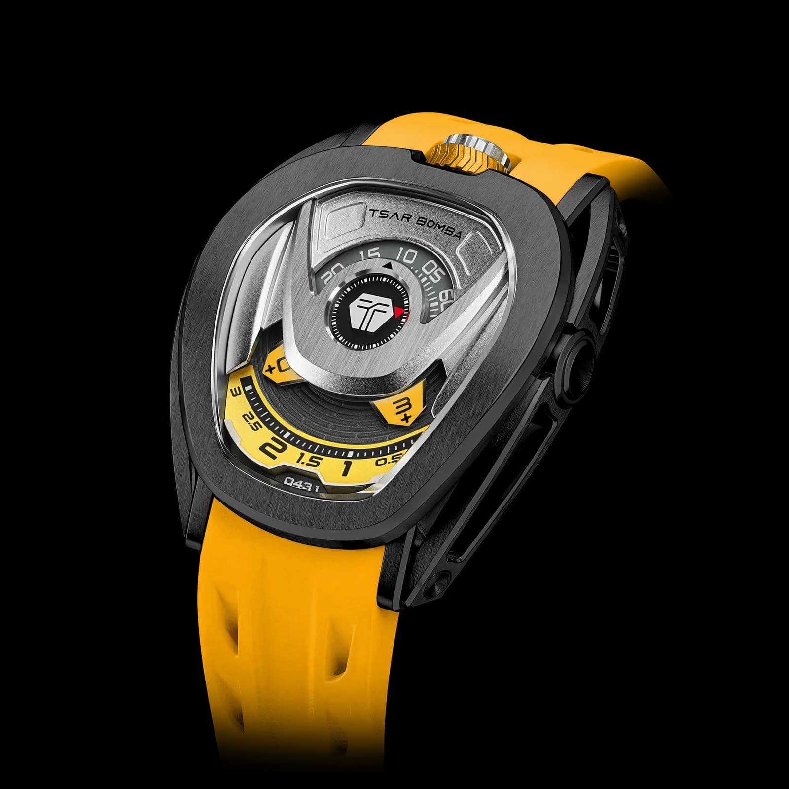 TSAR BOMBA Men's Reactor Series Automatic Mechanical Watch | Black Yellow | Wandering Hour Satellite Display | Waterproof Luxury Cyberpunk Timepiece — photo 1 of 1