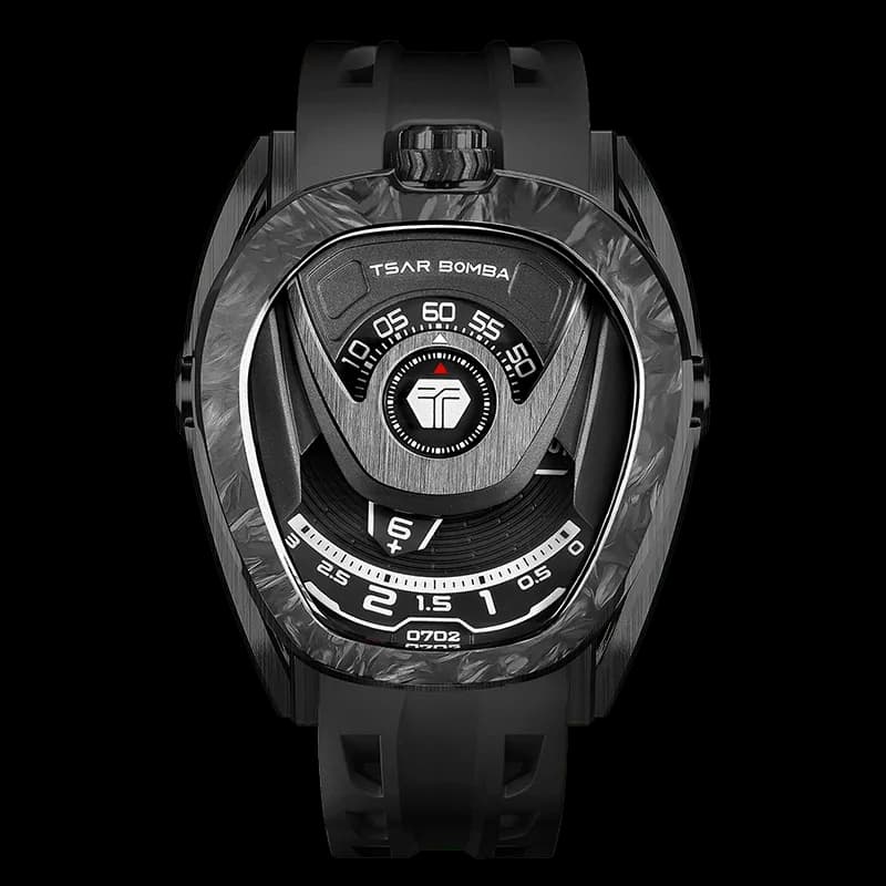 TSAR BOMBA Men's Reactor Series Automatic Mechanical Watch | Carbon Fiber Black | Wandering Hour Satellite Display | Waterproof Luxury Cyberpunk Timepiece — photo 1 of 1