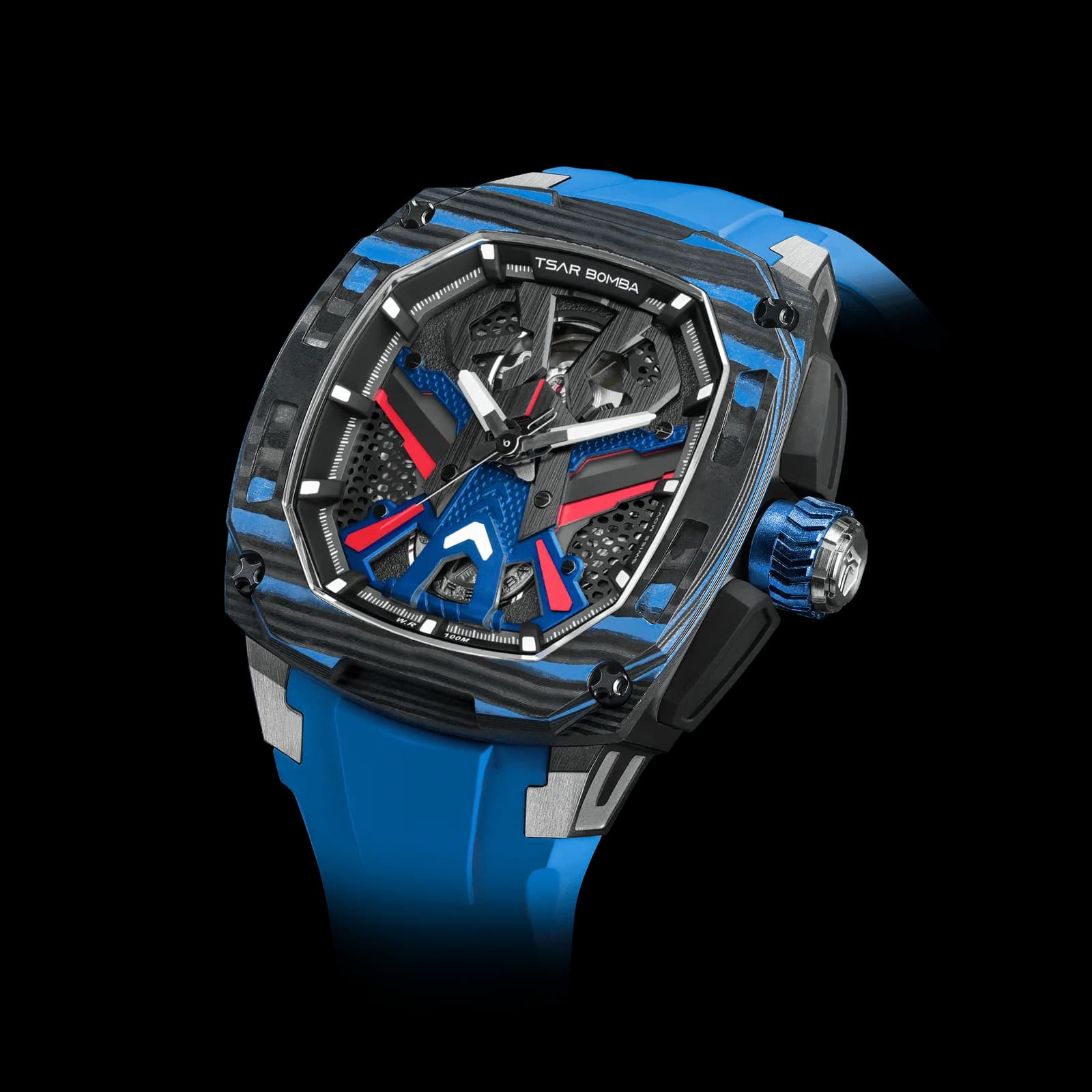 TSAR BOMBA Men's Swiss Automatic Watch | Blue | Titanium & Carbon Fiber | Interchangeable Modular | 10ATM Waterproof | Dark Matter 3 TB8603 — photo 1 of 1