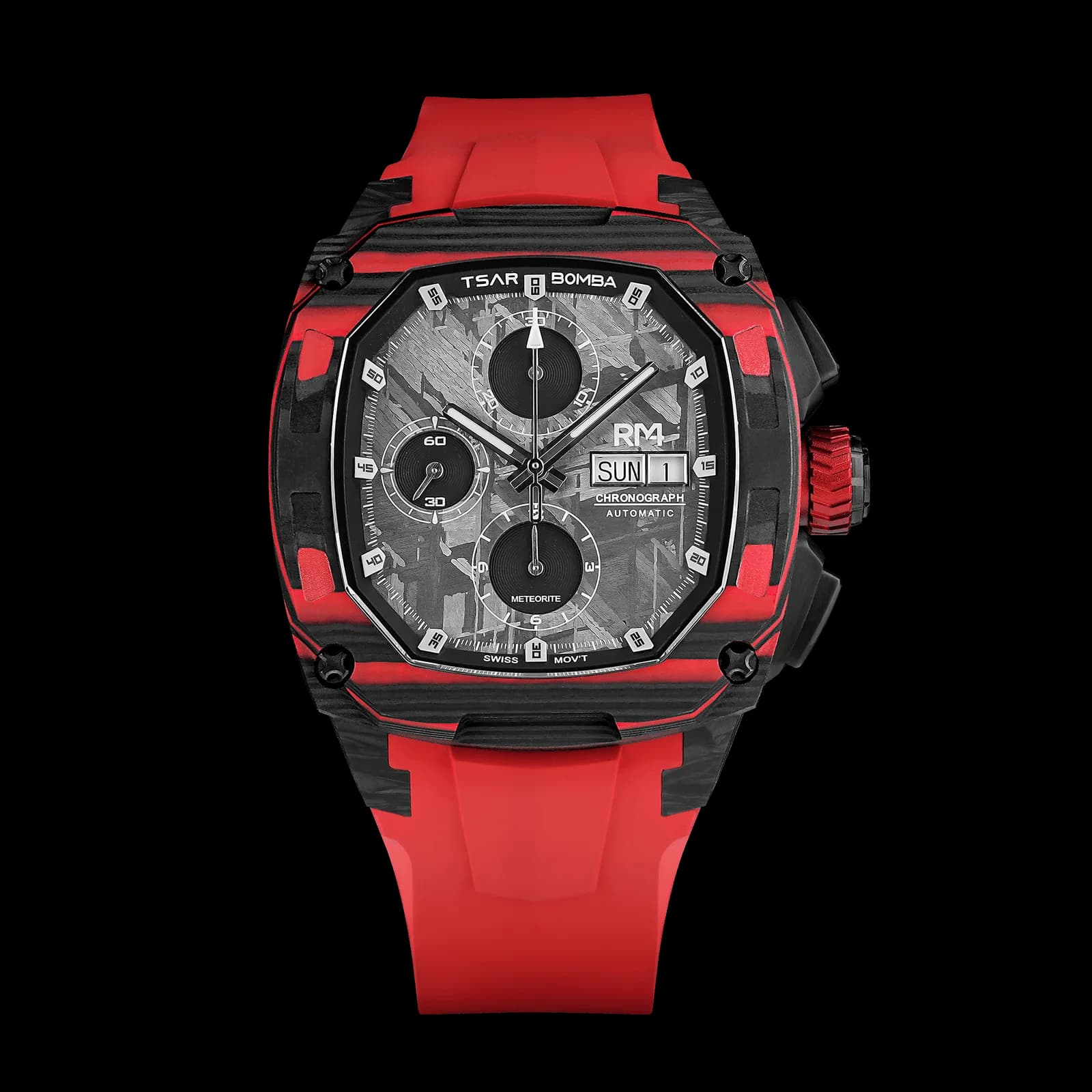 TSAR BOMBA Men's Swiss Automatic Watch | Dark Matter 4 | Rafael Signed Limited Edition | Meteorite Chronograph Calendar Dial | Carbon Fiber & Titanium Case | 100M Waterproof | Luxury Sport Timepiece — photo 1 of 1