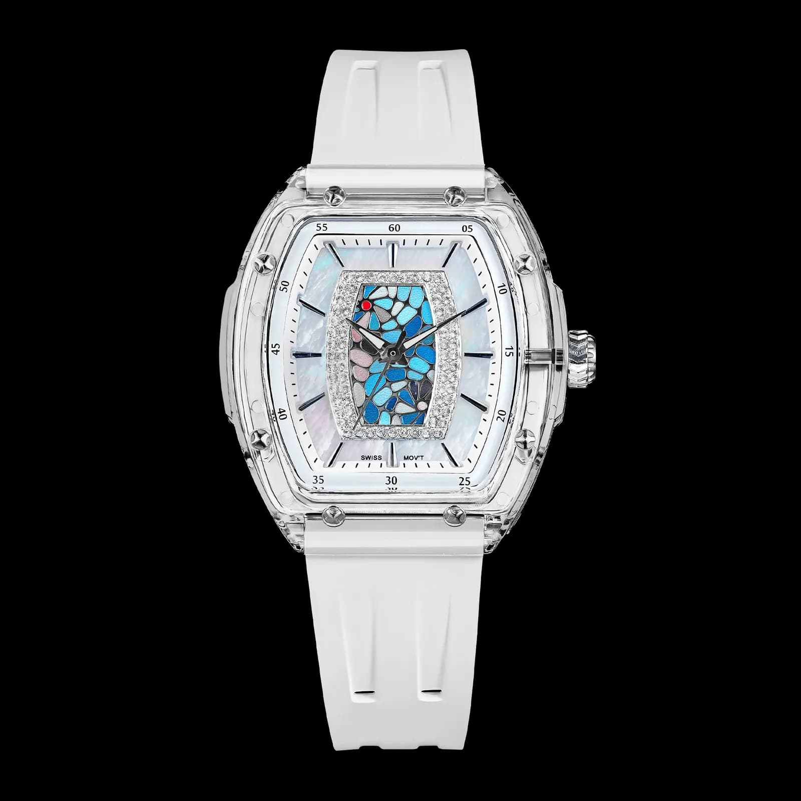 TSAR BOMBA Women's Quartz Watch | White Blue | Swiss Movement Wristwatch | Cubic Zirconia Mother of Pearl Dial | Waterproof Sapphire Glass | Nucleus Femme 02 TB8219L — photo 1 of 1